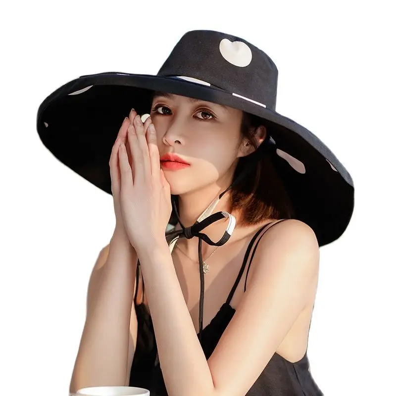 

Women's Summer Fisherman Hat Korean Version of Wild Wave Dots Bg Brim Sunscreen Anti-UV Bucket Cap Ladies Casual Sun Hat