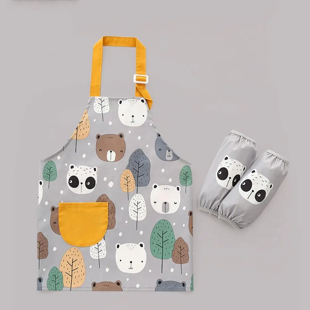 

Children Front Pocket Bib Child Craft Apron Kids Art Smock Baby Drawing Painting Cooking Pinafore Aprons Boys Girls Print Bibs