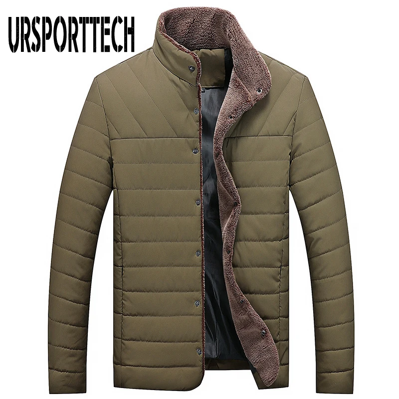 URSPORTTECH Winter Jacket Men Warm Parkas 2020 Casual Stand Collar Men's Coat Single Breasted Thick Outerwear Men Clothing 5XL