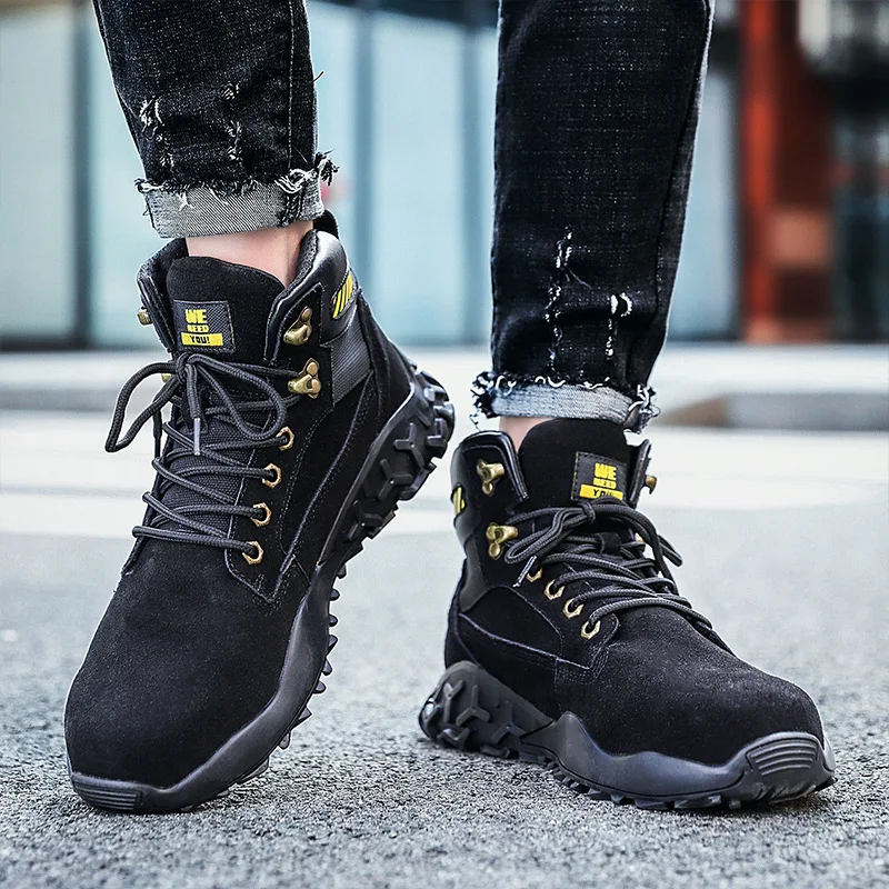 

Genuine Leather Waterproof Winter Men Boots with Fur Warm Snow Women Boot Men Work Casual Shoes Sneakers Indestructible Big Size