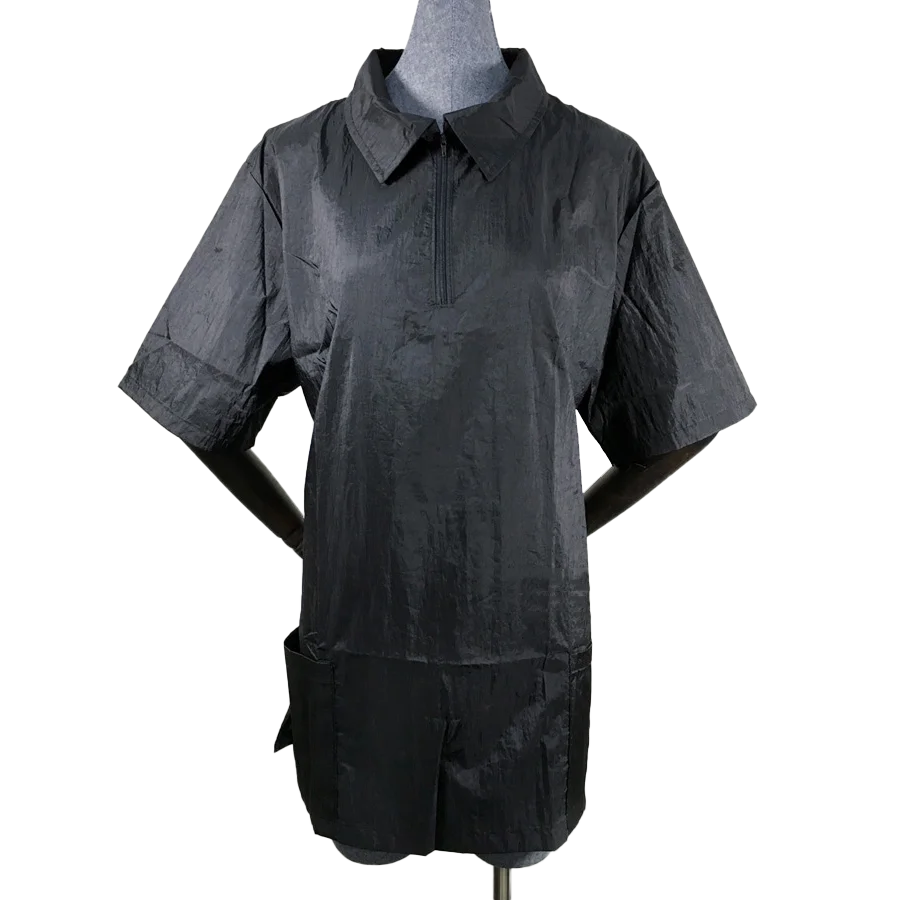 Короткий рукав молния Парикмахерская Ткань с портным воротником салон техник