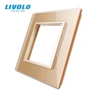 Рамка с отверстиями LIVOLO европейского стандарта, стеклянная панель светлого цвета, размер 80 мм, панель из закаленного материала с металлической пластиной
