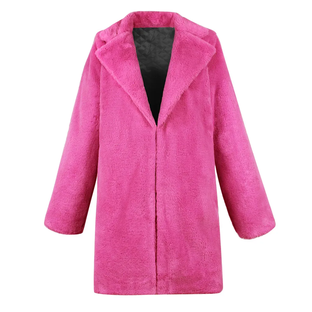 winter long coat women pink Winter Teddy Bear Faux Fur Coat Jackets Ladies Warm Jumper Outwear2019#3
