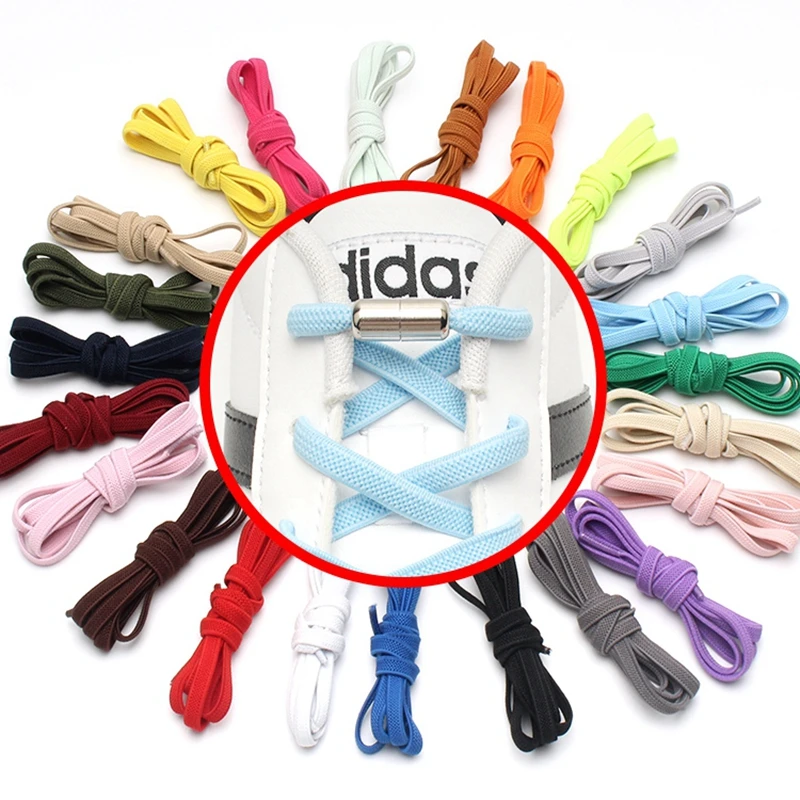 

1 Pair Flat Elastic Locking Shoelace No Tie Shoelaces Special Creative Kids Adult Unisex Sneakers Women Men Shoes Laces strings