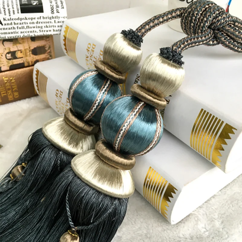 

2pcs High quality Curtain Rope double ball curtain buckle strap hanging ball hook Tassels Tie Backs Home Curtains Accessories