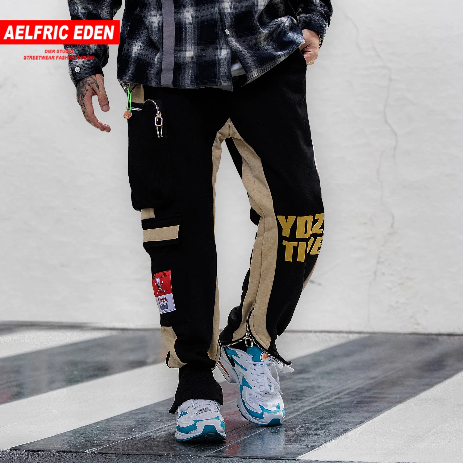 Aelfric Eden модные Лоскутные гарем карго с карманами на молнии мужские 2019 Харадзюку