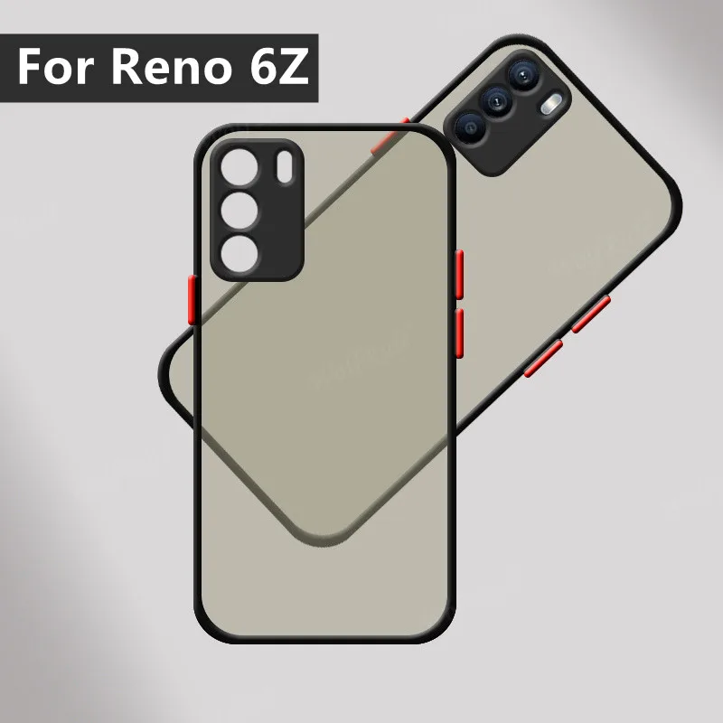 

For Cover OPPO Reno 6Z Case For Reno 6Z Capas Shockproof Bumper Back Colour Frame Translucent Matte Cover For Reno 6 Z 6Z Fundas