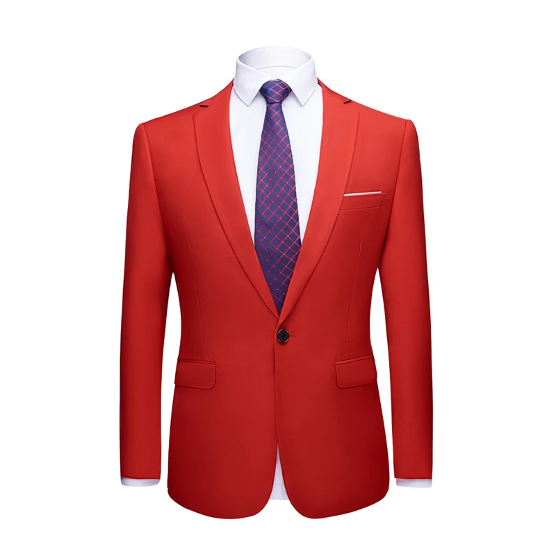 Red Shenrun, мужской костюм, пиджак, блейзеры, деловые куртки, формальные, офисные, повседневные, облегающие, черный, зеленый, фиолетовый, розовый, желтый, для свадьбы, вечеринки, выпускного - Цвет: Red