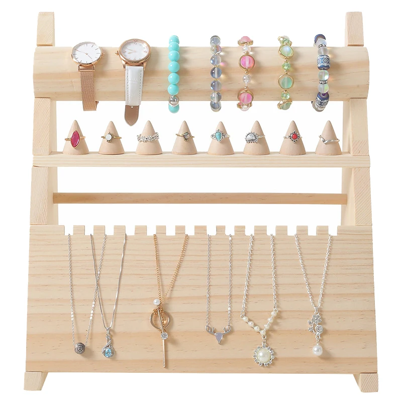 

Solid Wood Jewelry Rack Hanging Necklace Bracelet Jewelry Rack Ring Storage Rack Counter Display Jewelry Display Props