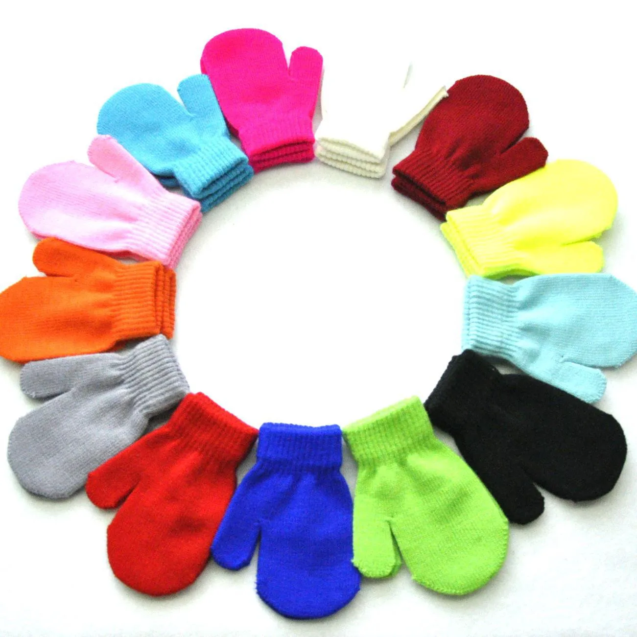 

Children's pure color knitted warm gloves 6Pairs baby cute knitted gloves winter hot girl gloves warm gloves 6*