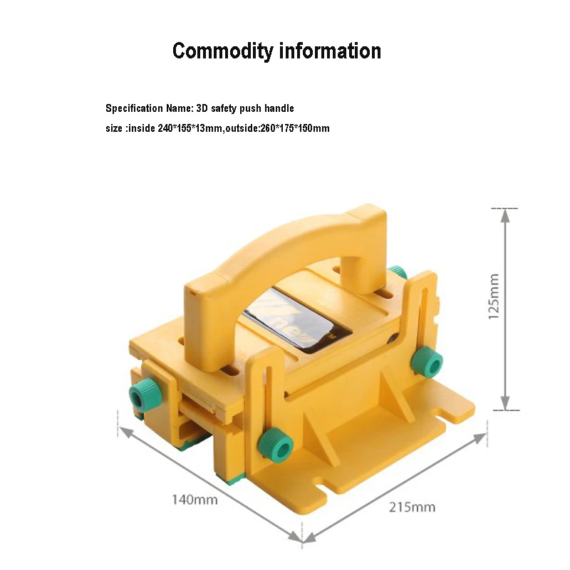 

3D Safety Wood Push Handle Push Table Saw Slot Adjuster Movable Measuring Block Saw Slot Woodworking Safe Work Protection Tool