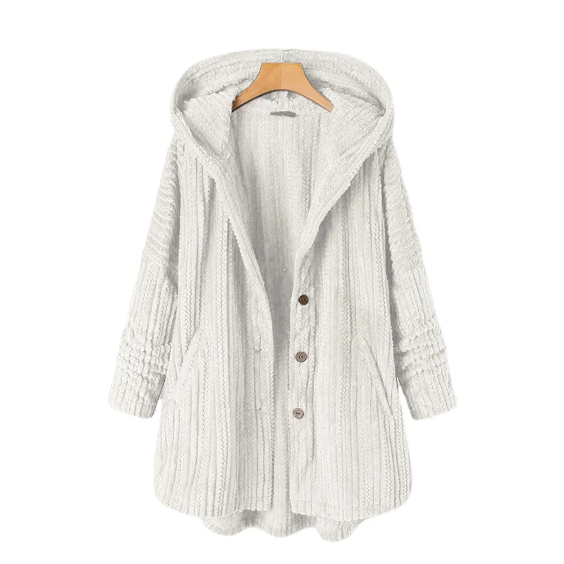 

Plus Size Jackets For Women 4Xl 5Xl 6Xl Hooded Single-Breasted Loose Casual Plush Long-Sleeved Women Winter Warm Jacket Large