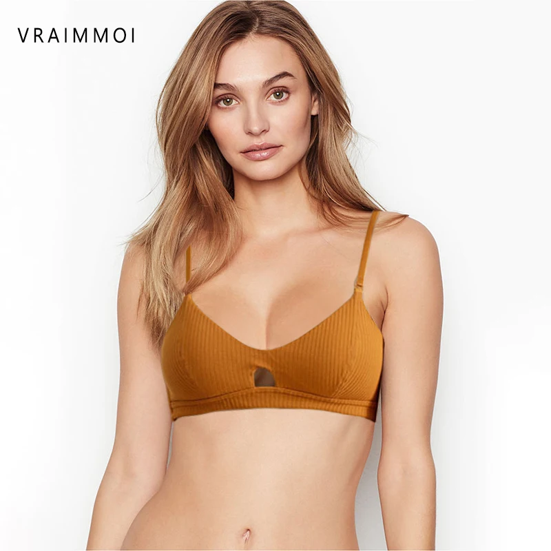 Женский комплект нижнего белья пуш ап из хлопка и модала с глубоким вырезом в