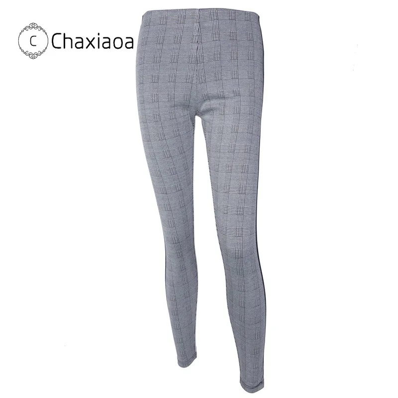CHAXIAOA серые белые клетчатые брюки женские спортивные с полосками по бокам