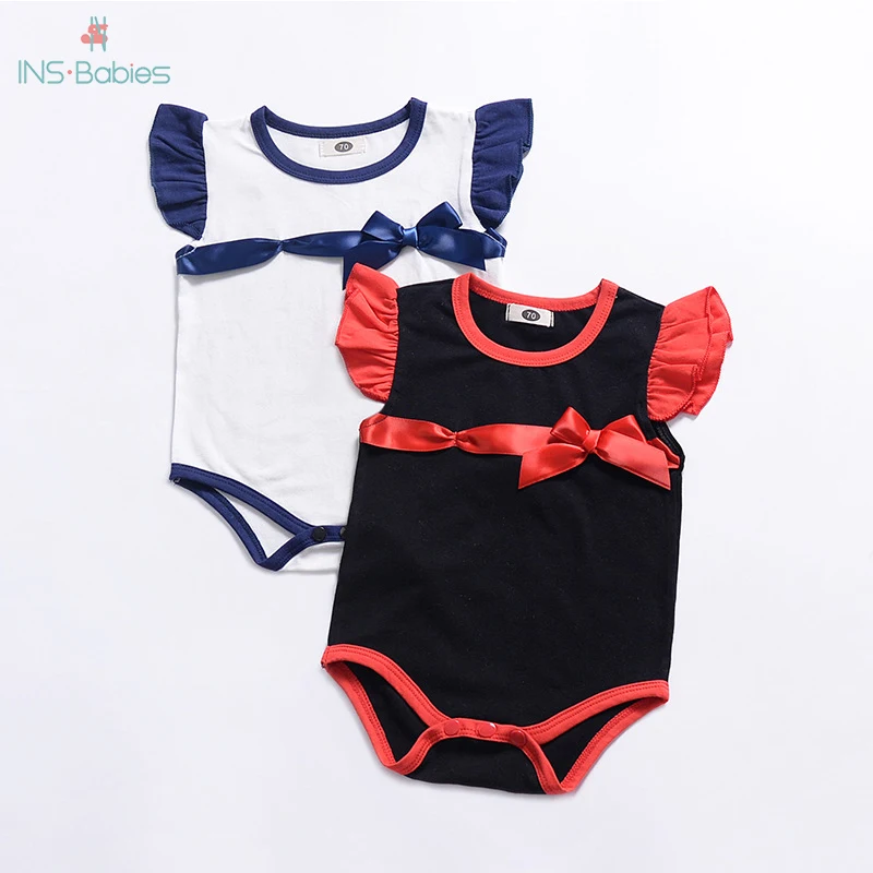 

Ins Baby Girl Newborn Clothing Flying Sleeve Twins Baby Clothes summer Bodysuit Princess Body Infantil Climbing Infant Bodysuit