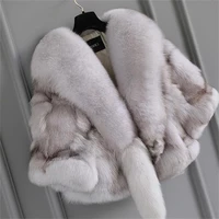 new winter 100 real fox fur coat genuine fox fur natural fur short cape shawl coat for women outdoor fur coat luxury