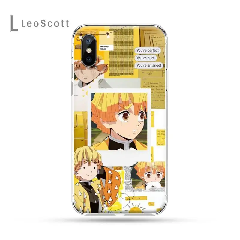 

Anime Zenitsu Demon Slayer Yellow lightning Phone Case for iPhone 11 12 pro XS MAX 8 7 6 6S Plus X 5S SE 2020 XR
