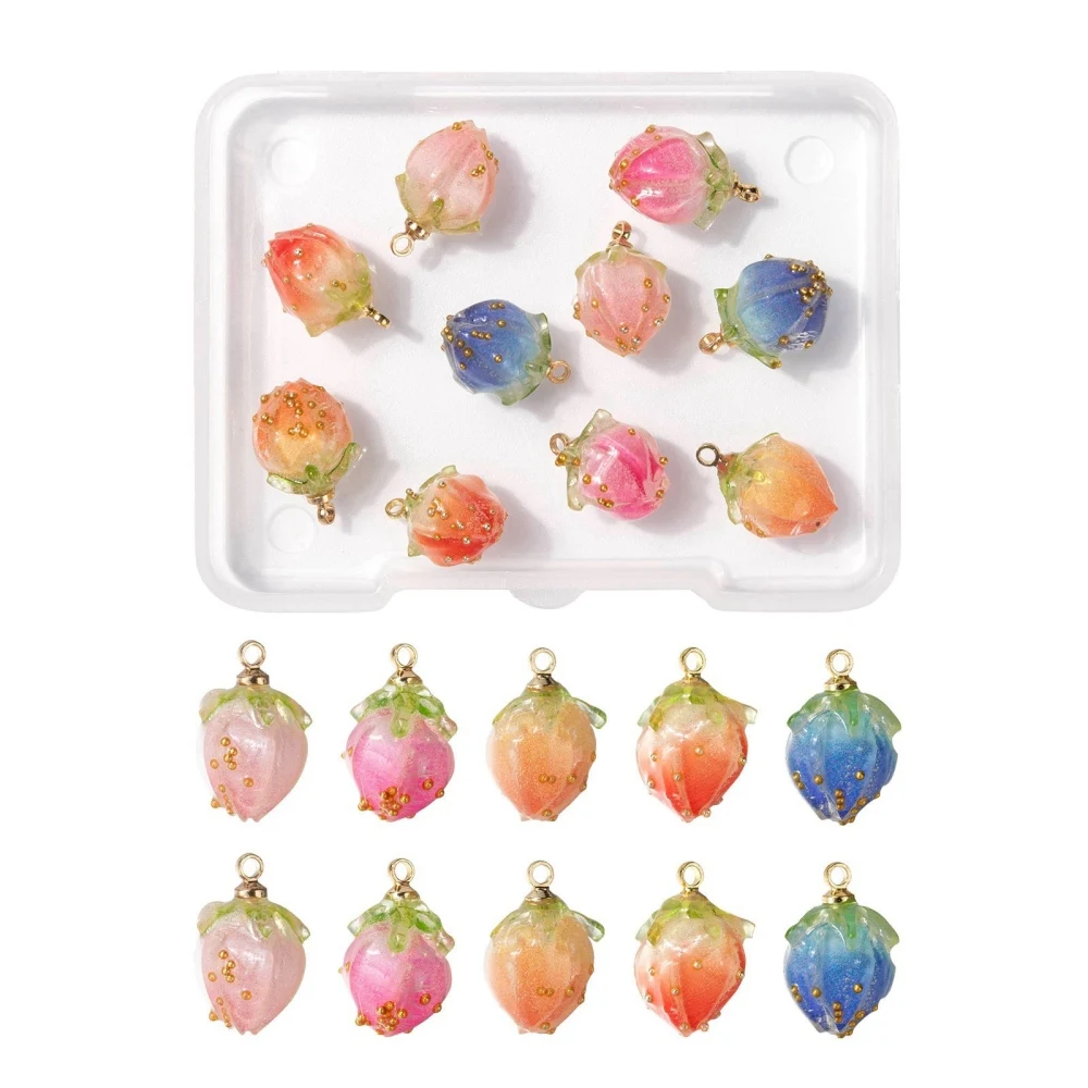

10pcs/Box Handmade Natural Real Flower Dried Flower Pendants Bud Charm for Bracelet Earring DIY Jewelry Making Decor Accessories