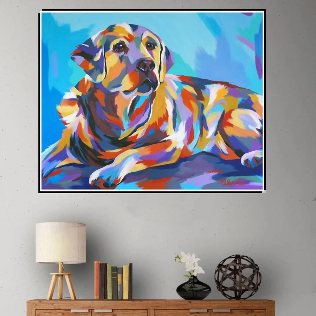 Алмазная картина милая собака печать вышивка горный хрусталь приклеенная Холст