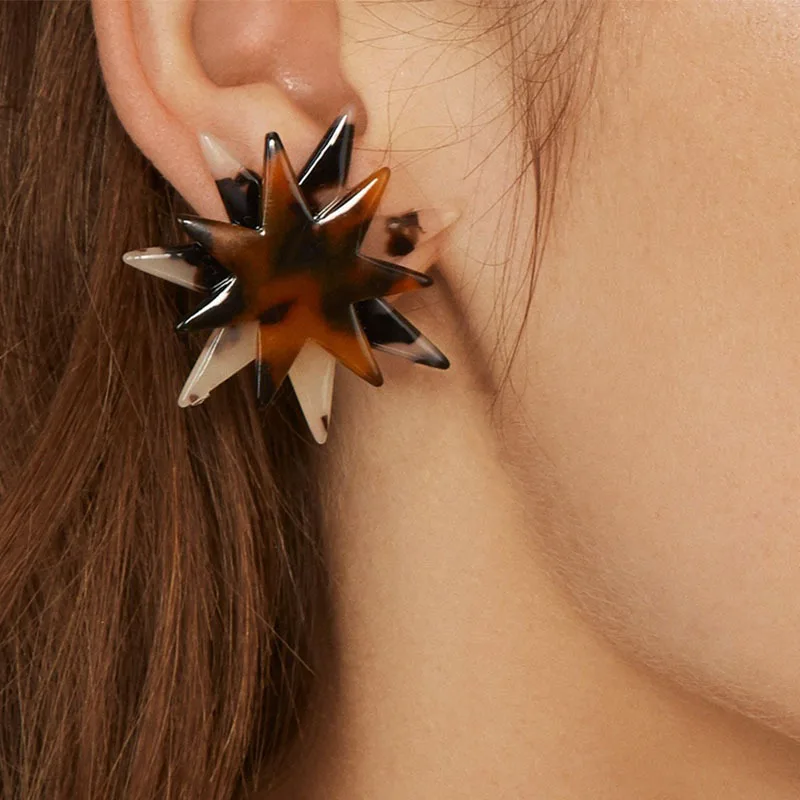 Новые модные серьги-гвоздики с леопардовым принтом черепахового цвета массивные