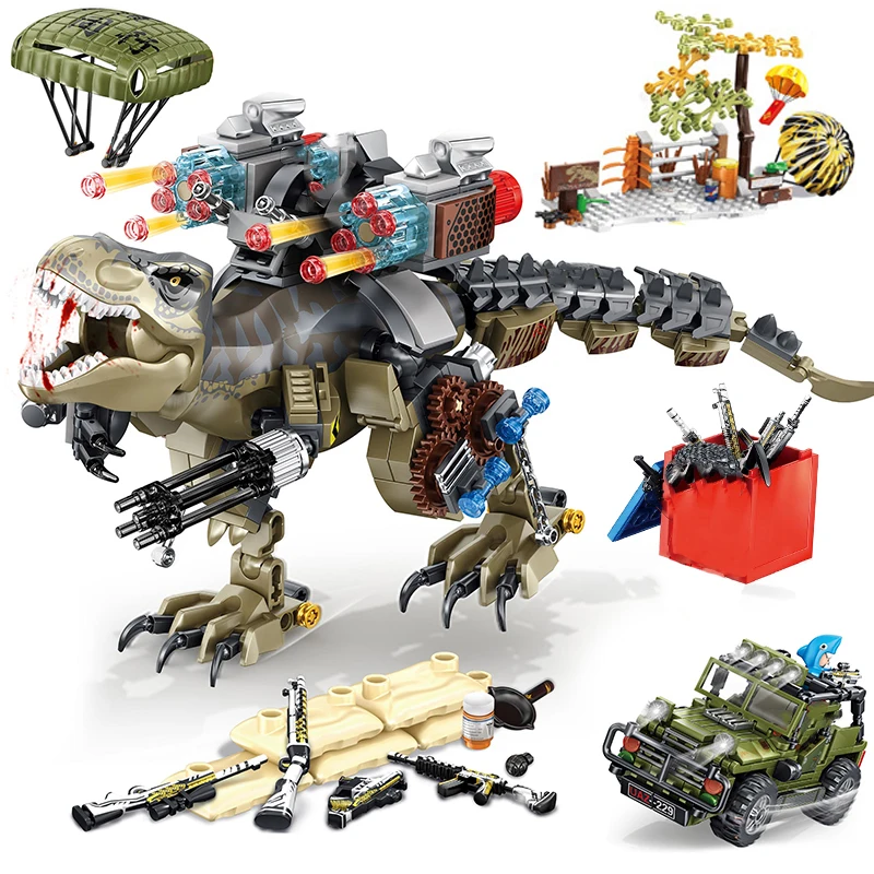 Jurassic Dinosaur World Set Building Blocks Mechanical T-rex Indominus Rex Dino Park With ATV Car Figures Block Bricks Toys Gift | Игрушки и