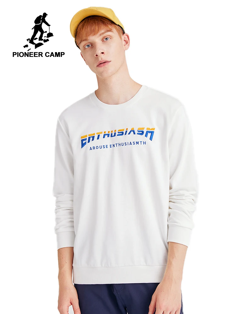 Pioneer Camp мужская Белая толстовка осенняя с круглым вырезом и надписью
