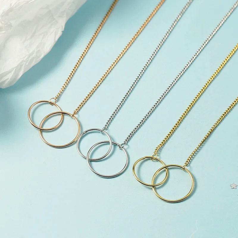 

CSHOU140 в Новом Модном стиле двойной круг ожерелье, женские, металлические вечерние кулон ожерелье