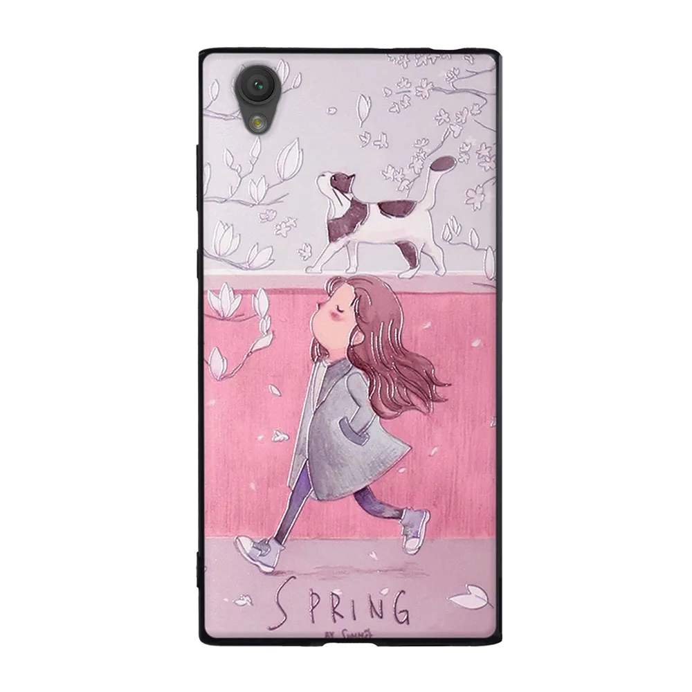 Чехол для Sony Xperia L1 мягкий силиконовый черный чехол из ТПУ с 3d-изображением милого