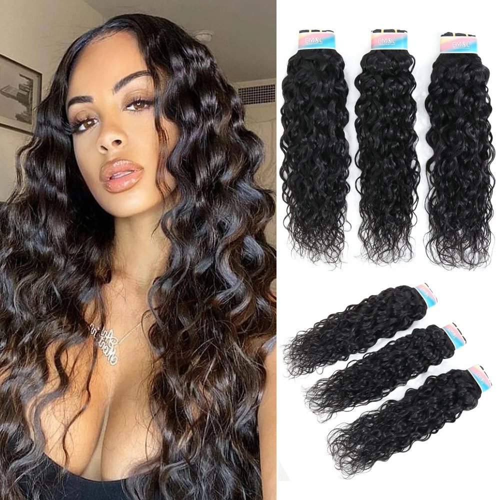 Эмоль волнистые пряди наращивание волос бразильские волосы воды 3/4 шт. Оптовая