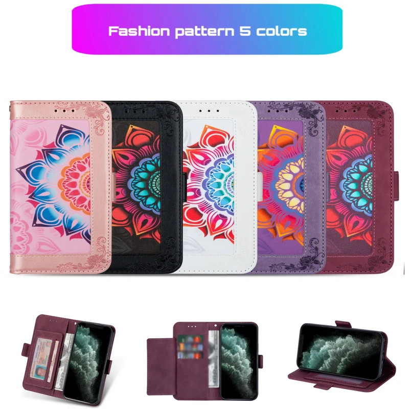 

For Huawei P40 Lite P30 P20 Pro Luxury PU Printed Pattern Leather Card Slots Stand Case For Mate 20 Lite 30 Pro P Smart 2019