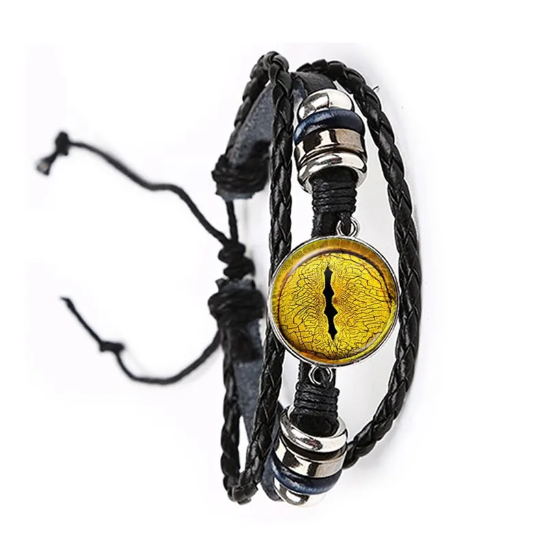 1 шт. стеклянный кожаный браслет с кабошоном глаза дракона | Украшения и