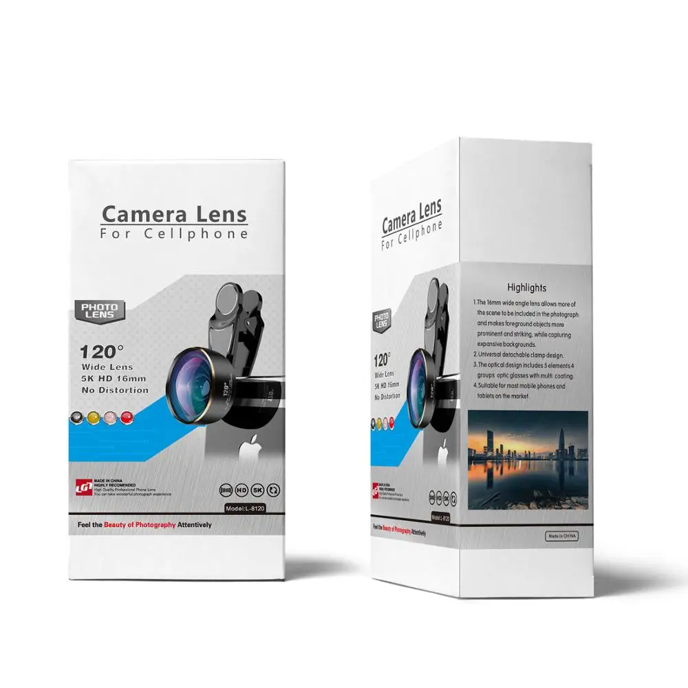 

5K HD 16mm 120 Degree Wide Angle Lens No Distortion Phone Camera Lenses for iPhone Huawei Samsusng Most Smartphones Photo lens