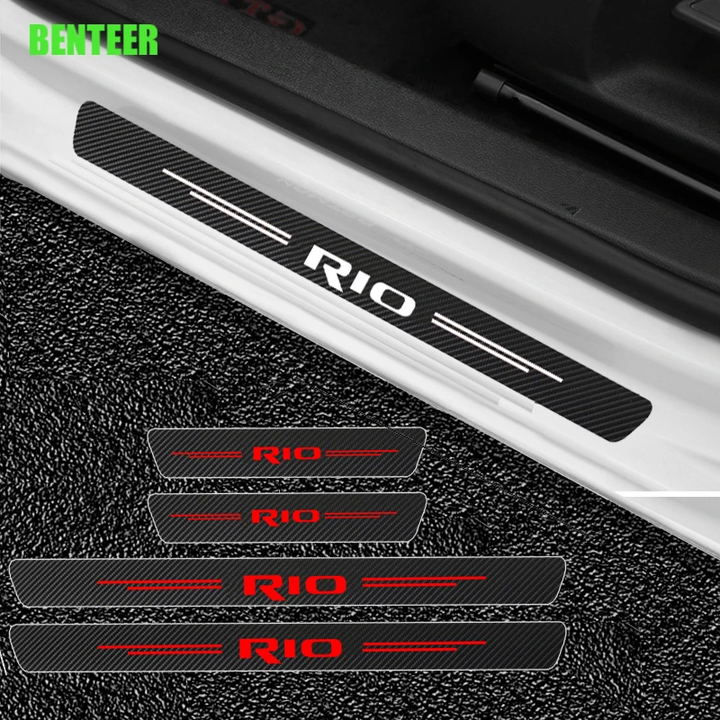 

4pcs Carbon fiber car door protection sticker for kia rio car styling