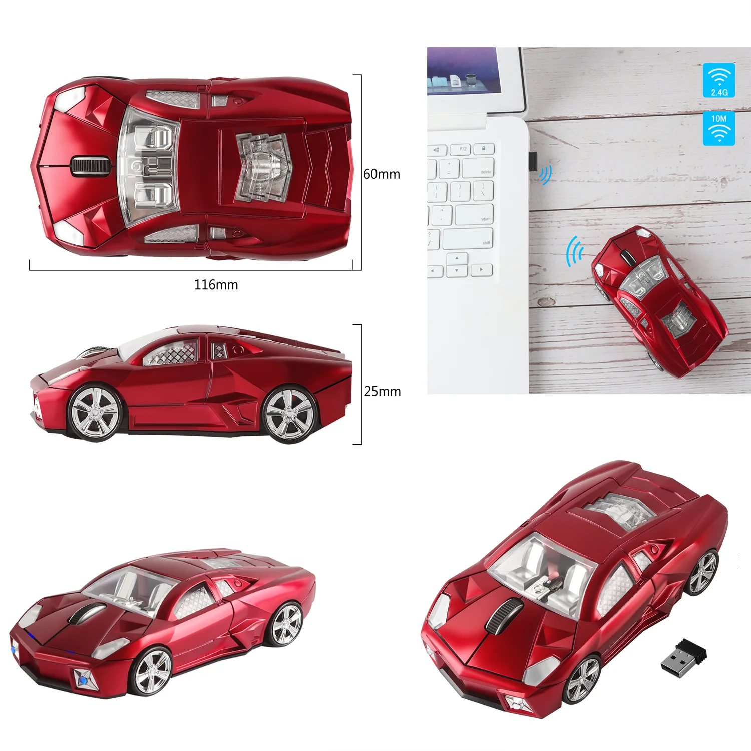 Беспроводная оптическая мини-мышь 1600DPI USB эргономичная игровая мышь для ноутбука