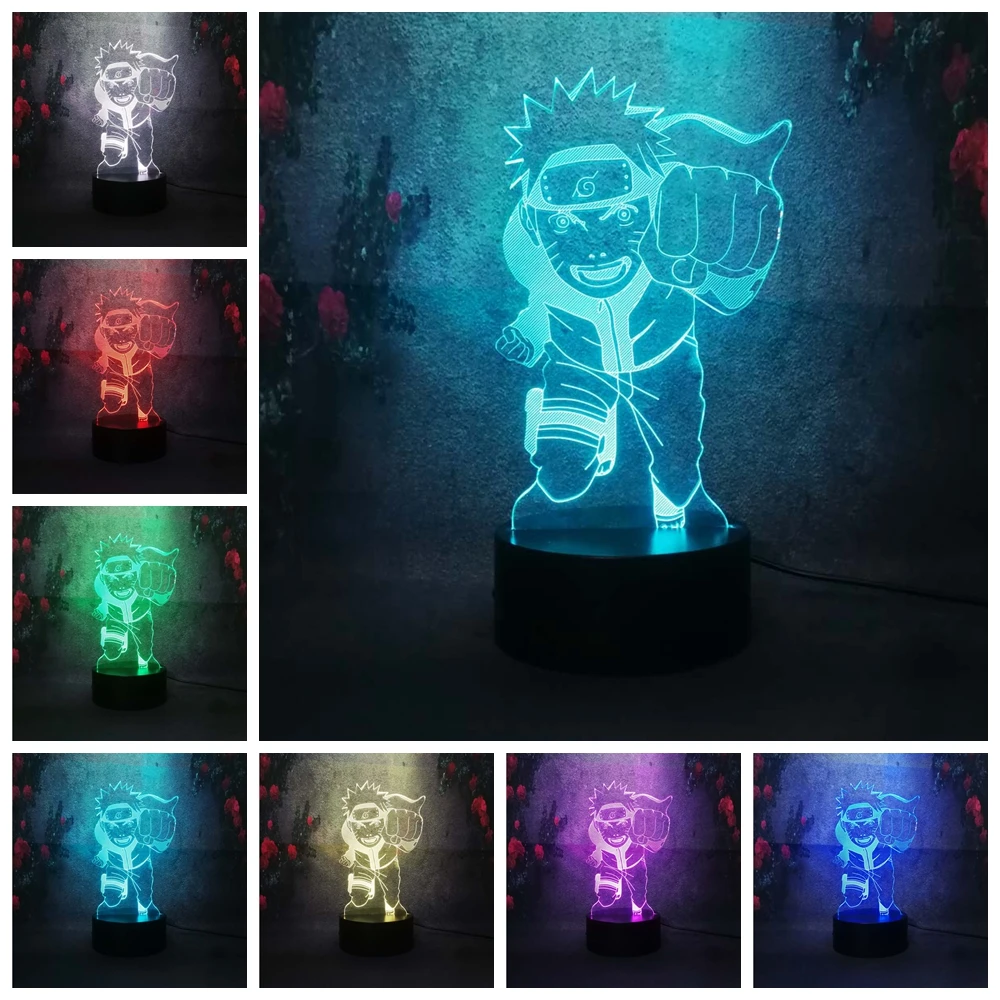 COOL Boy Naruto Sasuke 3D USB Child current Desk Table lamp cartooncomic figure Night Light kid baby sleep bedroom Decor gifts