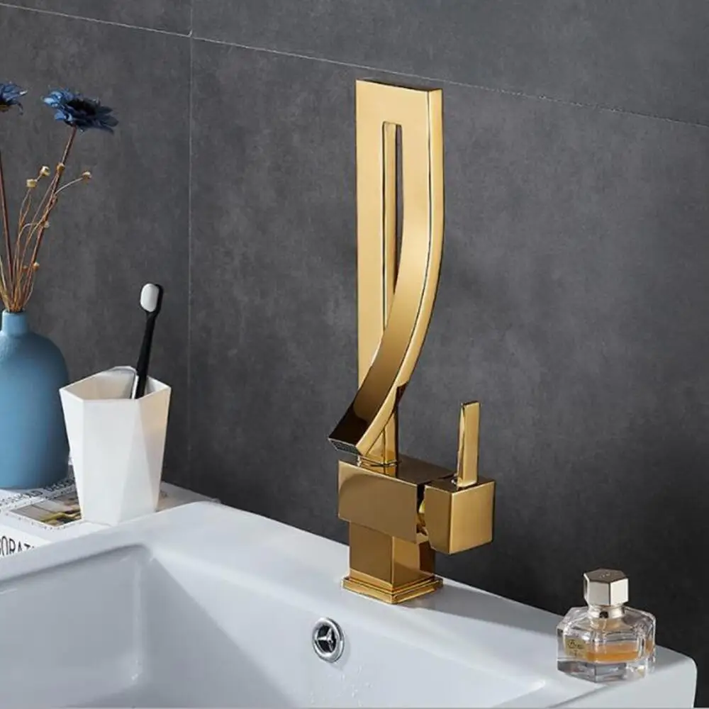 Латунный Смеситель для раковины квадратный кран ванной комнаты крепление на