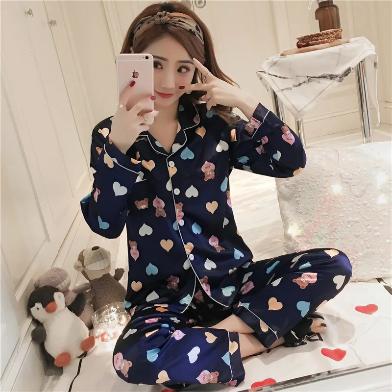 Пижамный комплект Smmoloa женский Шелковый оригинальная пижама в ленивом стиле с