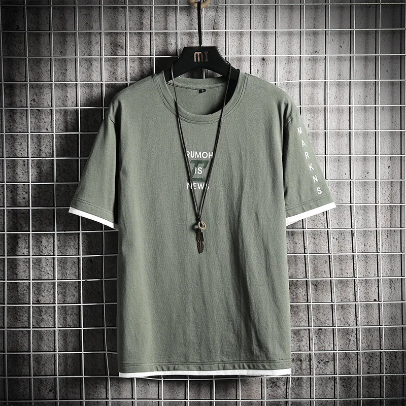 Мужская футболка с коротким рукавом модная повседневная круглым вырезом одежда