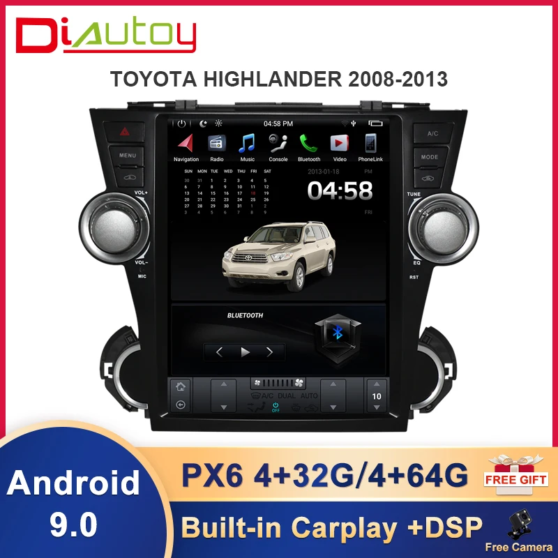 

for Toyota Highander 2008-2013 Android Car in Dash Navigation 12.1 Inch IPS Vertical Screen Autoradio Stereo Multimedia Player