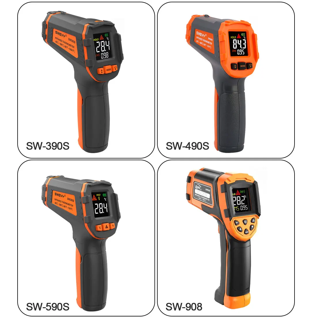 

Digital Infrared Thermometer Laser Thermometer Non-Contact Pyrometer Imager Hygrometer IR Termometro Color LCD Light Alarm