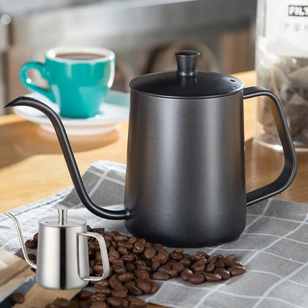 

350ml/600ml Thin Mouth Drip Kettle Coffee Tea Pot Non-stick Coating Food Grade Stainless Steel Gooseneck Drip Kettle for Home