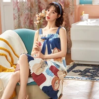 m xxl size pajamas womens thin sling nightdress korean style sweet and cute fresh and casual outer wear