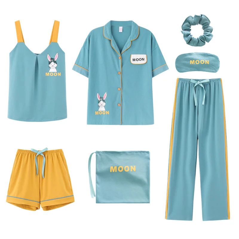 Пижамные комплекты JRMISSLI пижамы 7 шт./компл. ночная рубашка хлопковая одежда для