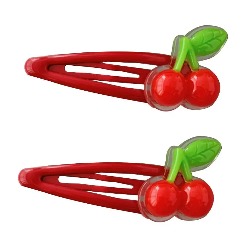 

Women Girls Baking Paint BB Hair Clip Lovely 3D Strawberry Banana Cherry Fruit Resin Water Drop Snap Barrettes Hair Accessories