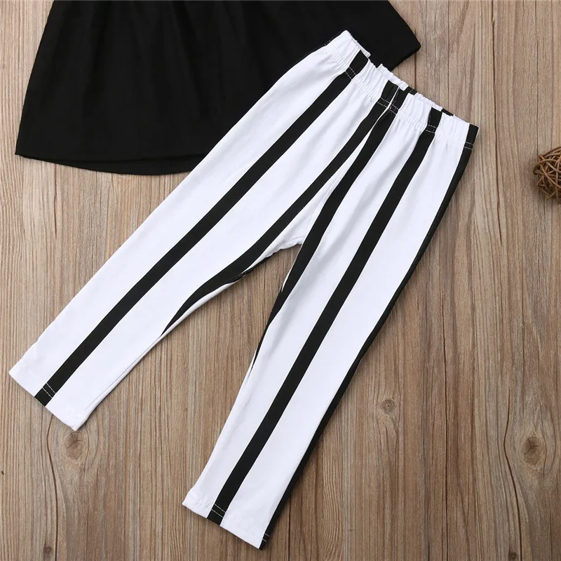 

1-6Y Cute Girls Summer Clothing Kid Strap Tops+Striped Pants Leggings 2pcs Outfits Kids Fashion Clothes Toddler Girl Clothes
