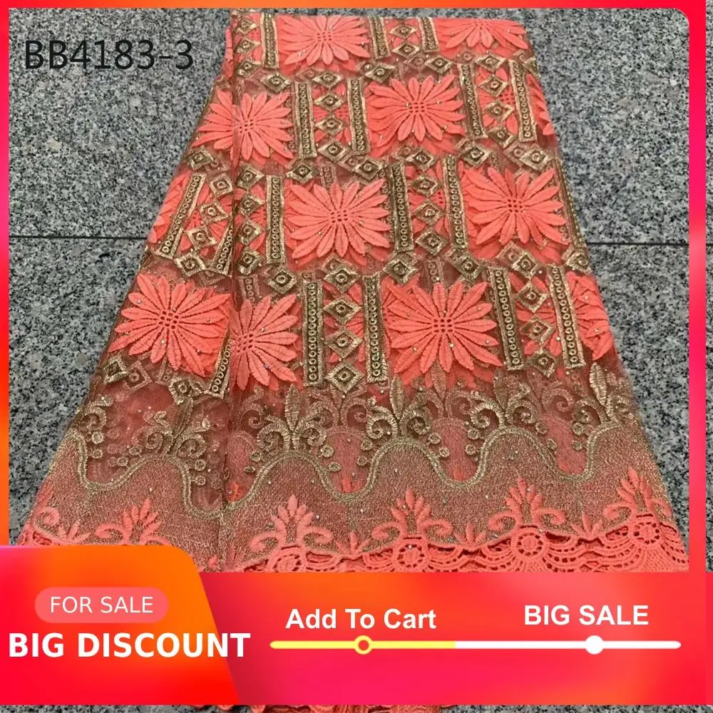 Новейшая африканская вышивка водорастворимый коралловый блок узор Золотое