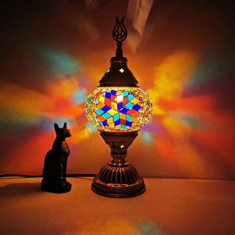 

Turkish Mosaic Retro Romantic Small Table Lamp Bedroom Study Cafe Restaurant Hotel Bed and Breakfast Decoration Night Lamp