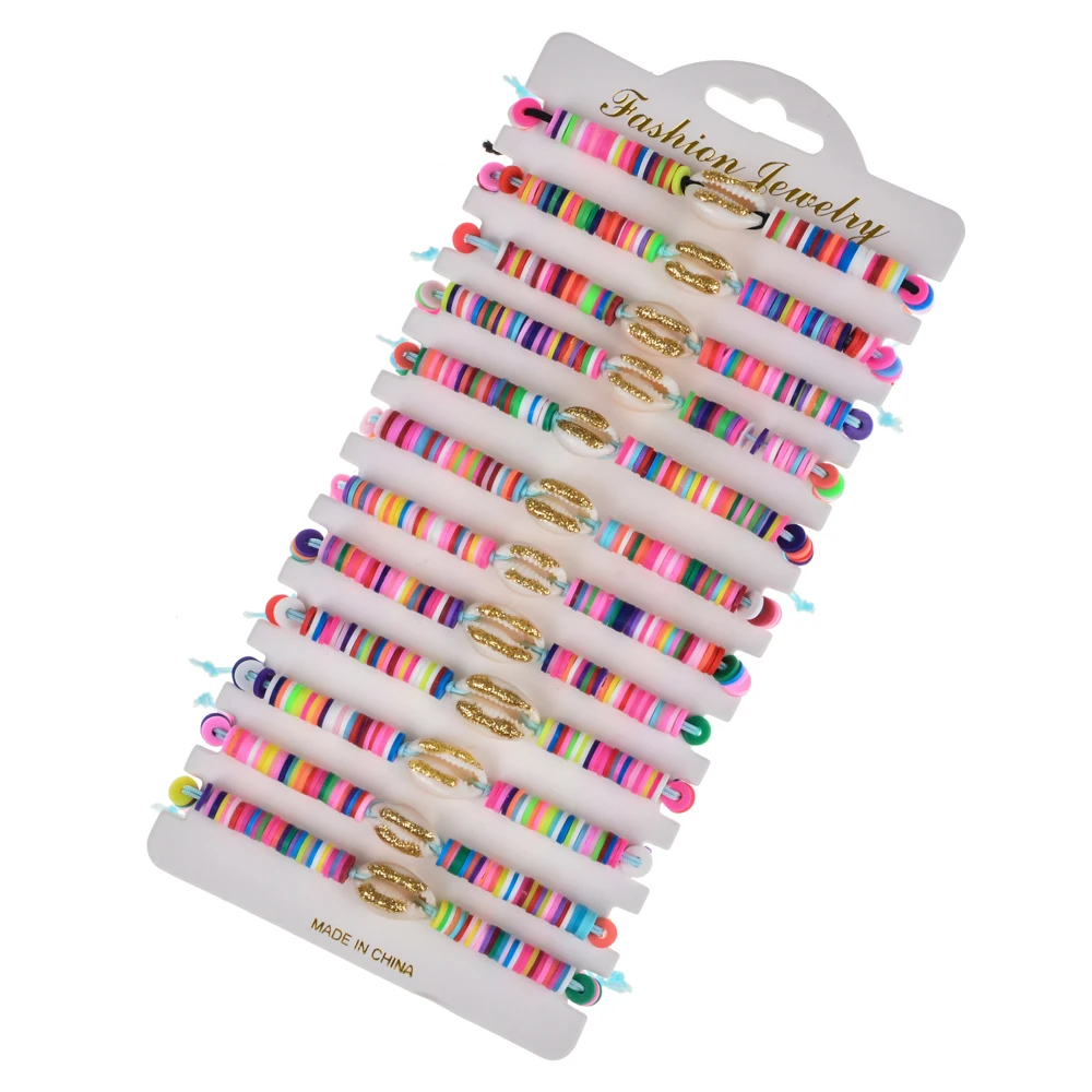 Набор женских плетеных браслетов 12 шт./лот из мягкой глины | Украшения и