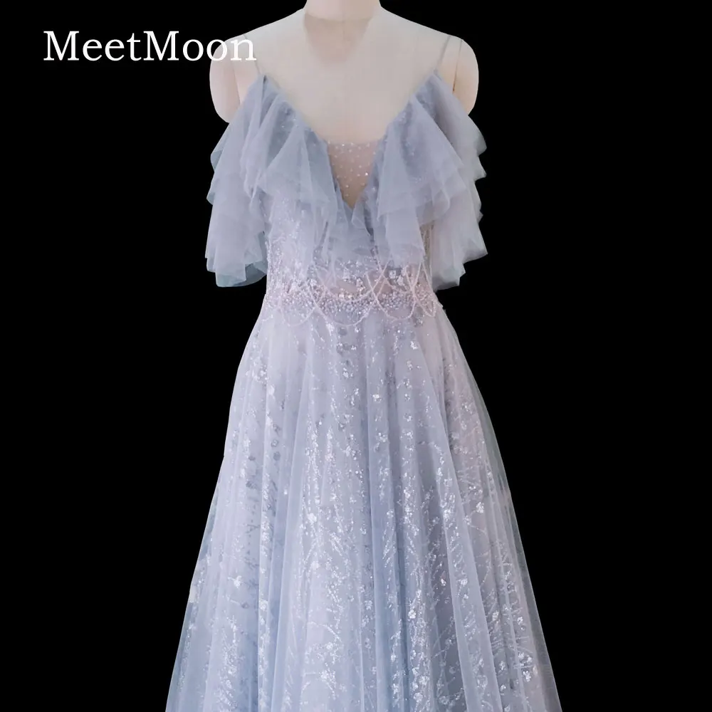 MeetMoon Evening Dress Long Luxury 2020 Party Gown Crystal Tassels Sequined Women V Neck Formal Pageant Dresses Robe De Soiree | Свадьбы и