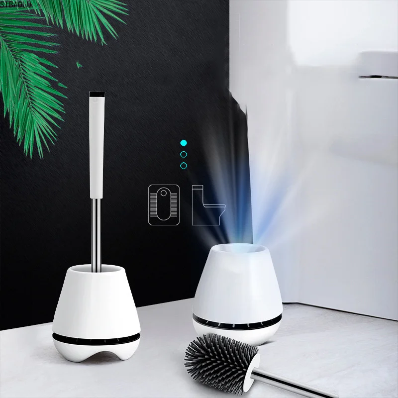 

Silicone TPR Toilet Brush Holder Rubber Head Cleaning Brush For Toilet Bathroom Accessories Set Household Cleaning Product Tool